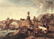 BERCHEM, Nicolaes Italian Landscape with Bridge  ddd China oil painting reproduction